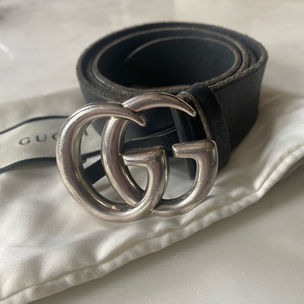 Gucci Marmont Belt Black & Silver